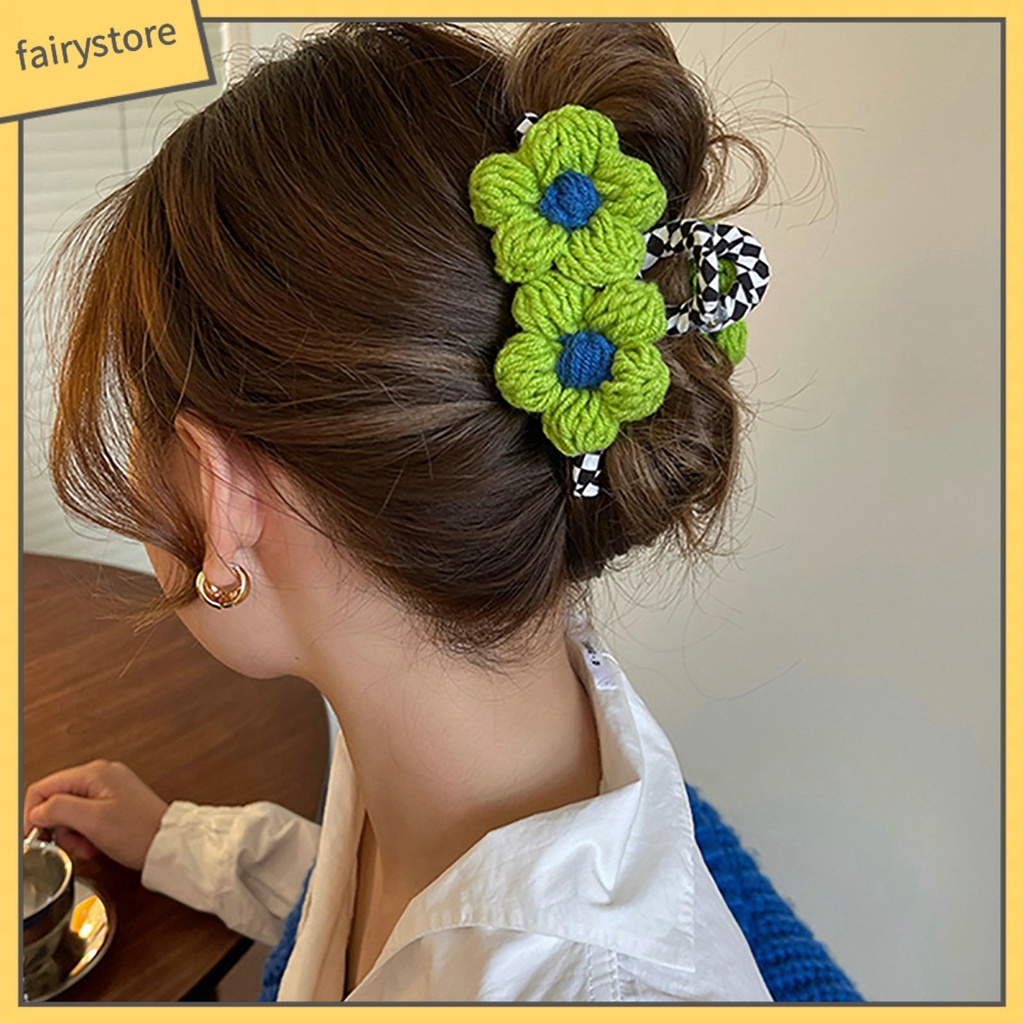 Kẹp Tóc Càng Cua Bằng Cotton Chống Trượt Màu Sắc Tương Phản Tinh Tế