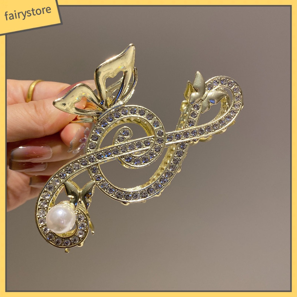 Kẹp Tóc Càng Cua Đính Đá Ngọc Trai Giả Hình Vảy Cá / Bướm Chống Trượt Trang Trí Tóc Đuôi Ngựa