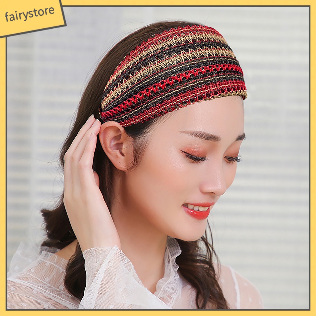 Băng Đô Cài Tóc Phối Lưới Thoáng Khí Chống Trượt Màu Sắc Retro Cho Nữ