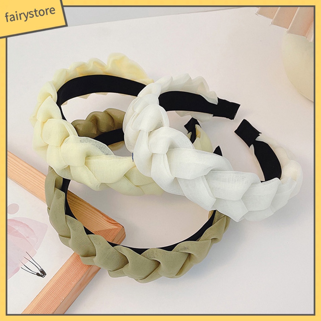 Băng Đô Rửa Mặt Sợi Lưới Bản Rộng Chống Trượt Họa Tiết Xoắn Cho Nữ