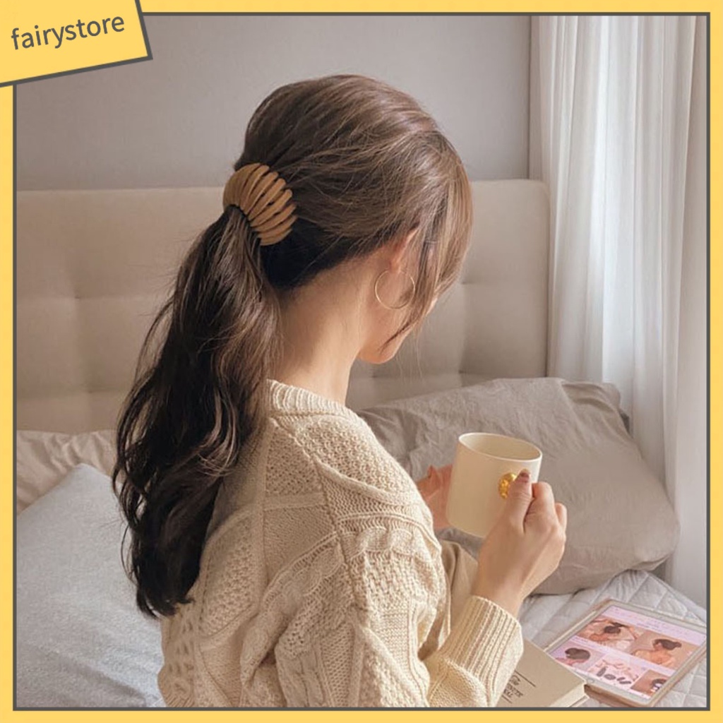 Kẹp Tóc Đuôi Ngựa Màu Trơn Không Đau Siêu Nhẹ Có Thể Tái Sử Dụng Giá Đỡ