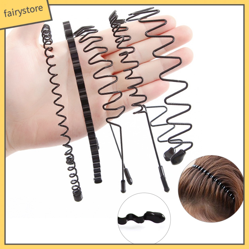 Set 6 Băng Đô Gợn Sóng Màu Đen Vô Hình Chống Trượt Có Thể Điều Chỉnh Chăm Sóc Làm Đẹp Cho Nam