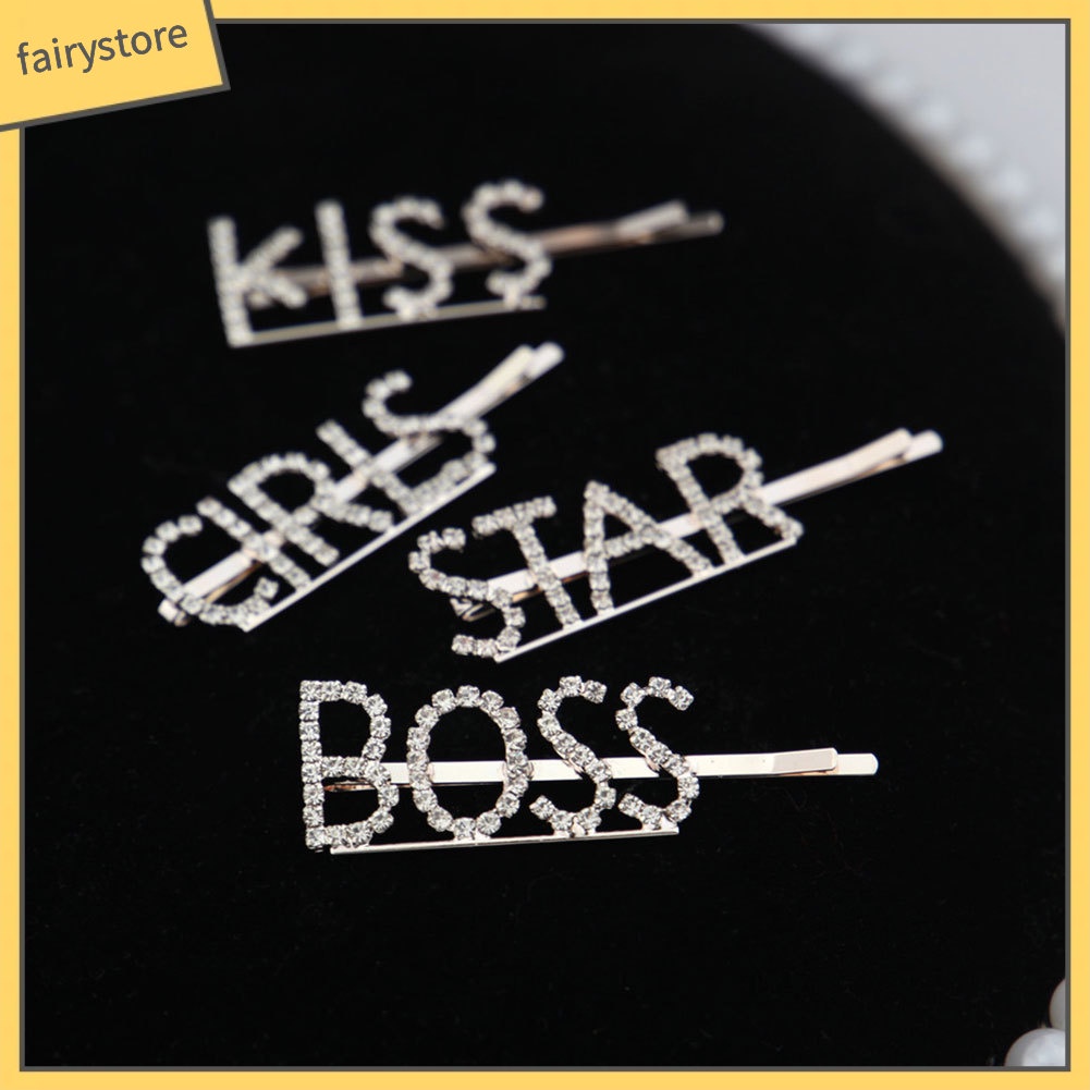 Kẹp Tóc Hợp Kim Đính Đá Hình Chữ Thời Trang Cho Nữ