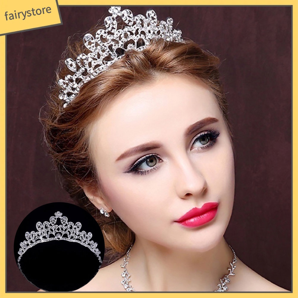 Cài Tóc Hình Vương Miện Đính Đá Lấp Lánh Sang Trọng Cho Cô Dâu