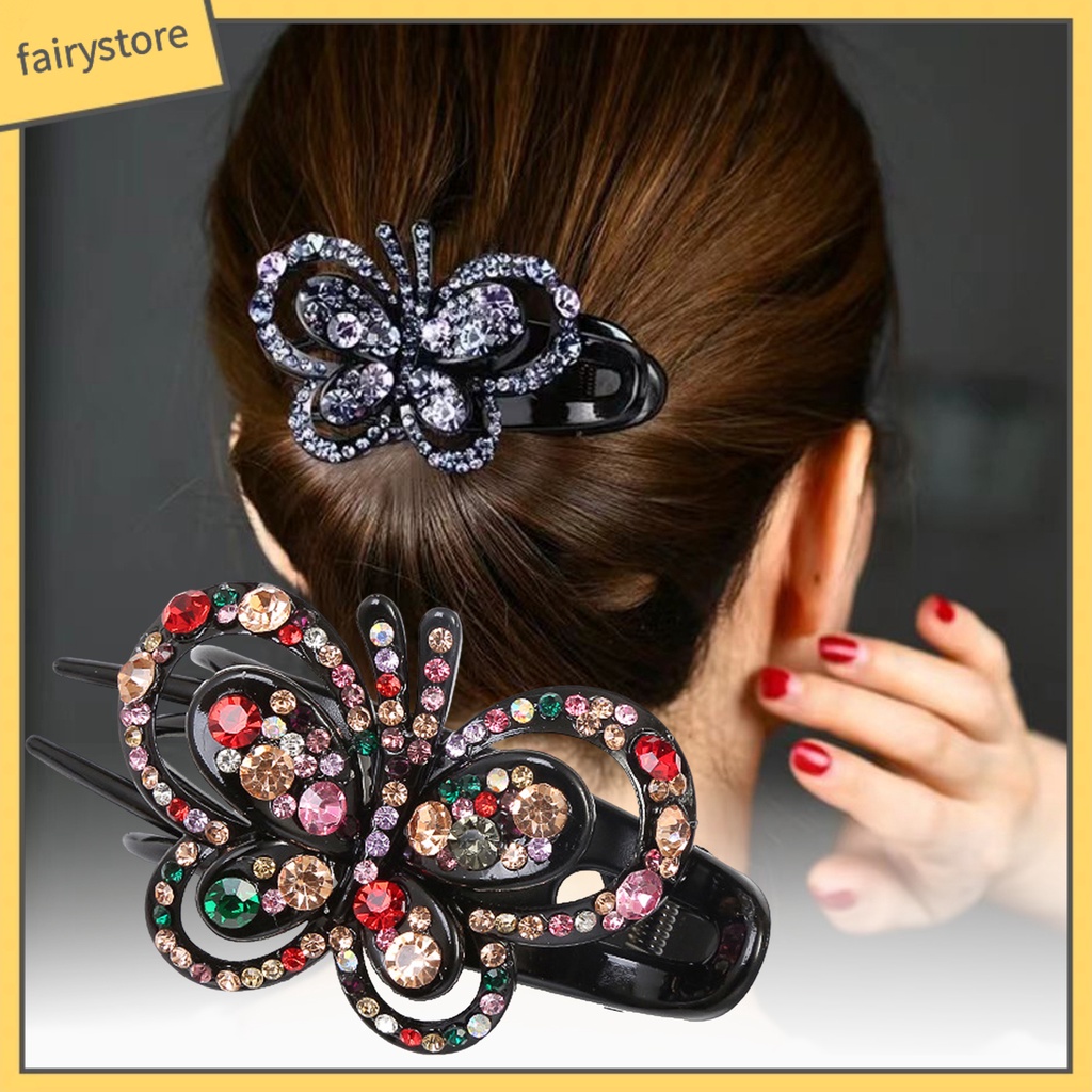 Kẹp Tóc Hình Bướm Đính Đá Chống Trượt Màu Sắc Tươi Sáng Ngọt Ngào