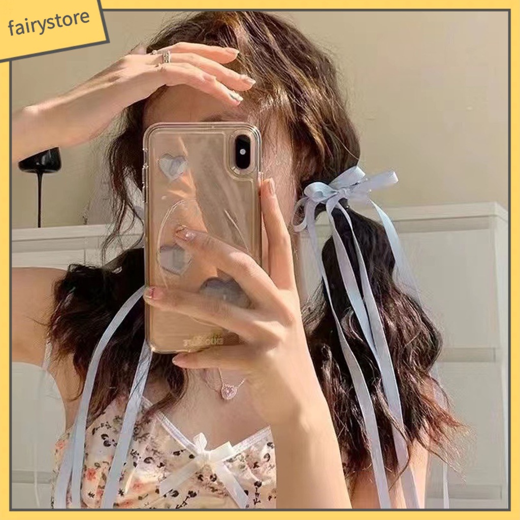 Kẹp Tóc Thắt Nơ Ruy Băng Màu Trơn Hai Lớp Chống Trượt Trọng Lượng Nhẹ Cho Nữ