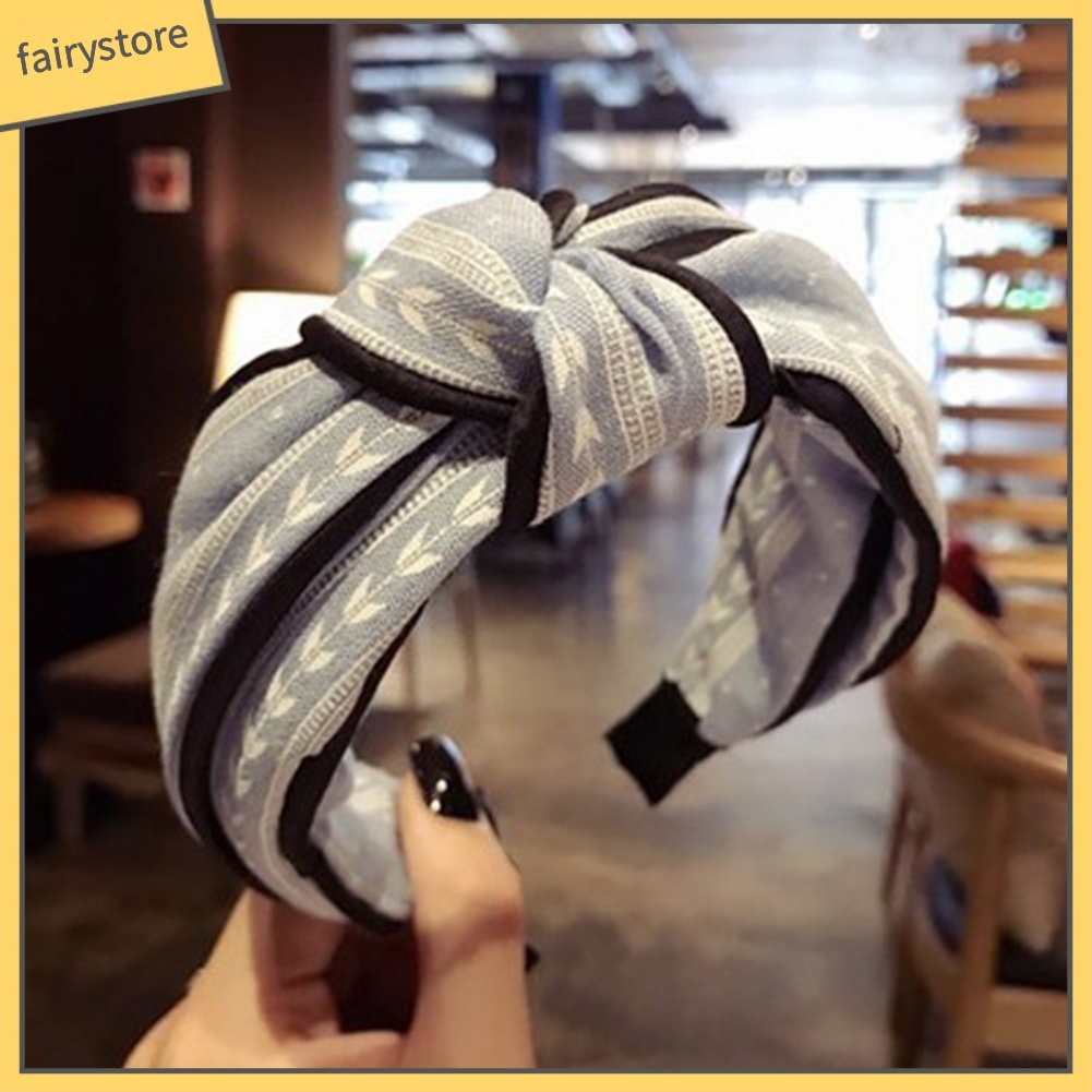 Băng Đô Vải Bản Rộng Thắt Nút Họa Tiết Lá Thời Trang Cho Nữ