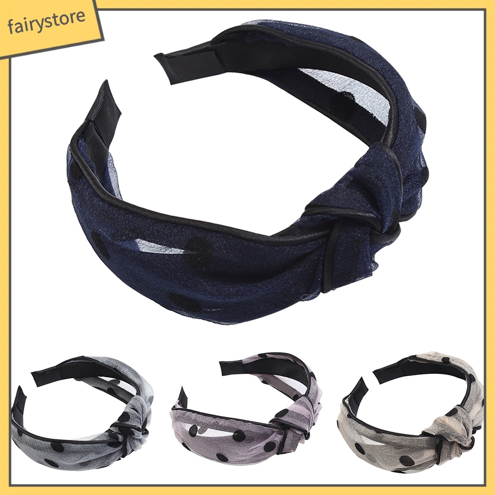 Băng Đô Cài Tóc Kiểu Thắt Nút Họa Tiết Chấm Bi Phong Cách Cổ Điển Cho Nữ