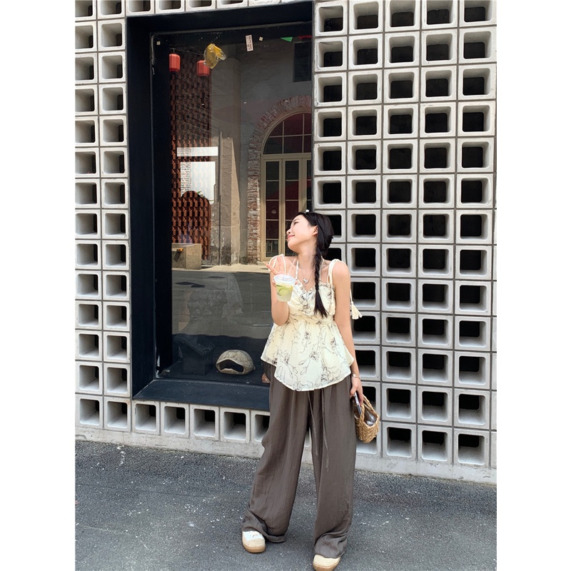 SUXI Áo Tank Top Sát Nách Dáng Ôm In Họa Tiết Mực Xinh Xắn Dễ Phối Đồ Cho Bạn Gái