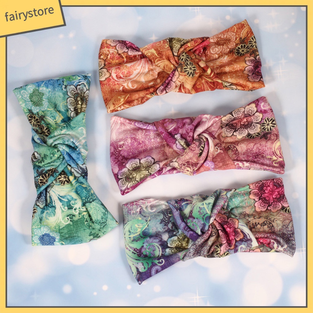 Băng Đô Cài Tóc Thắt Nút Họa Tiết Hoa Dùng Rửa Mặt / Trang Điểm Cho Nữ