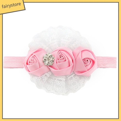 Băng Đô Ren Hoa Hồng Co Giãn Dễ Thương Cho Bé Gái