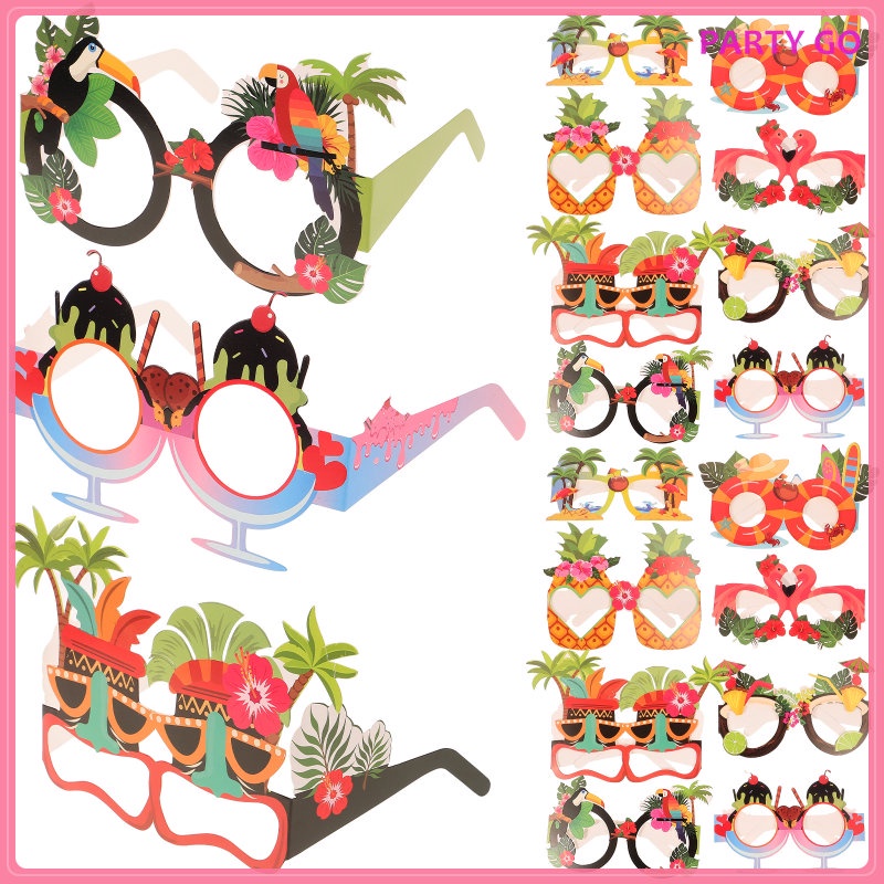 Set 24 Mắt Kính Bằng Giấy 15.5X13X12CM Phong Cách Hawaii Độc Đáo