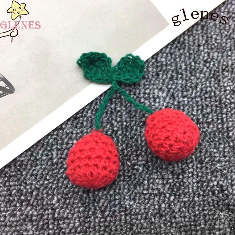 Glenes Phụ Kiện Trang Trí Quần Áo / Túi Xách / Bông Tai Hình Quả Cherry Lá Cây Dệt