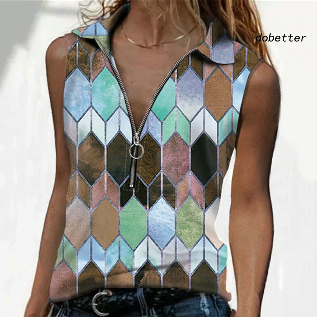 [DO] Áo Tank Top Mỏng Cổ Bẻ Sát Nách Phối Khóa Kéo Trang Trí Hình Thoi Màu Sắc Thời Trang Mùa Hè Dành Cho Bạn Nữ