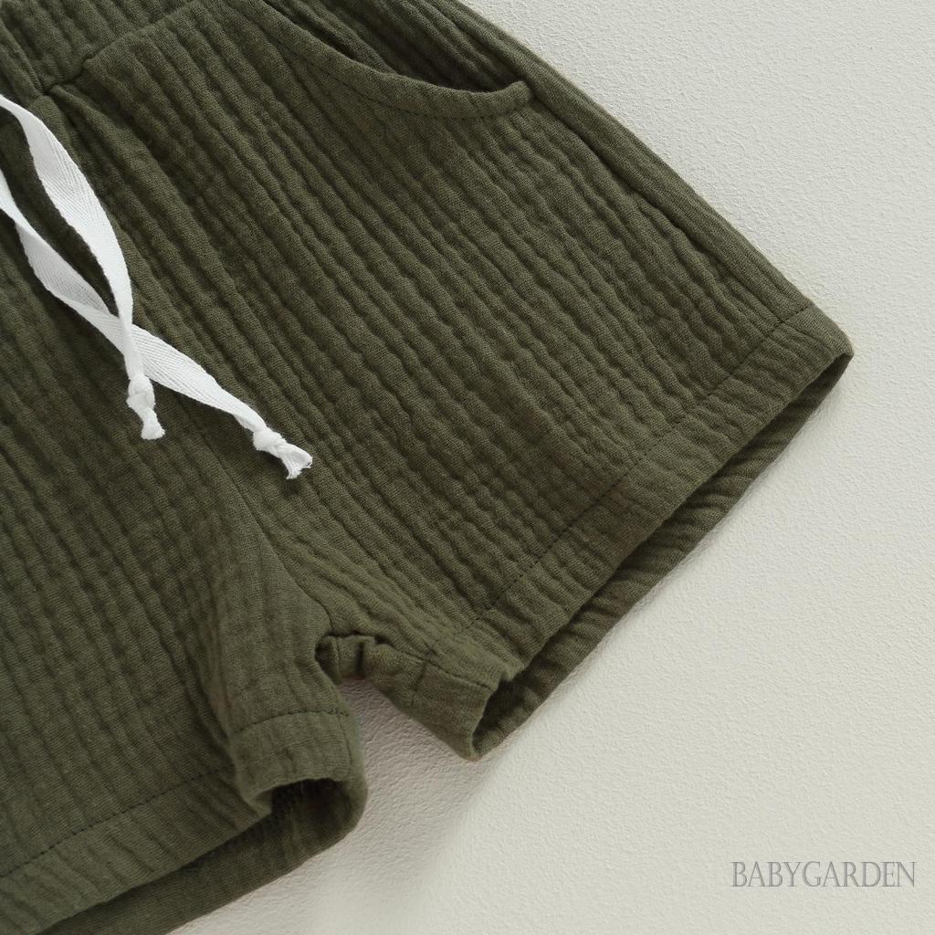 Set Áo Thun Tay Ngắn Cổ Tròn + Quần Short Màu Trơn Thời Trang Cho Bé Trai 6 Tháng-4 Tuổi