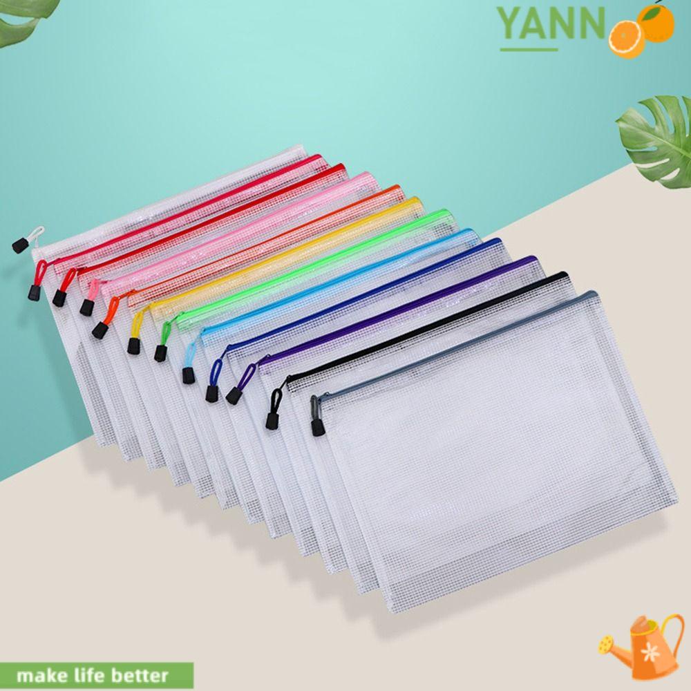 Túi Đựng Bút Dạng Lưới 1 Ngăn Bằng PVC Chống Nước Sức Chứa Lớn Có Khóa Kéo