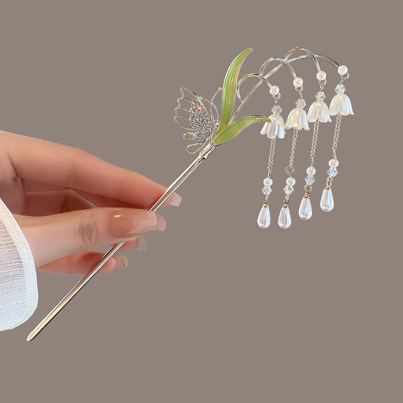 Trâm Cài Tóc Hình Hoa Lily Đính Ngọc Trai Thời Trang Cho Nữ