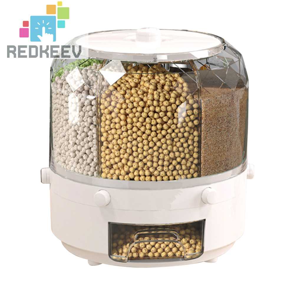 Hộp Đựng Thực Phẩm 6 Ngăn Xoay 360 Độ Chống Bụi Cho Nhà Bếp