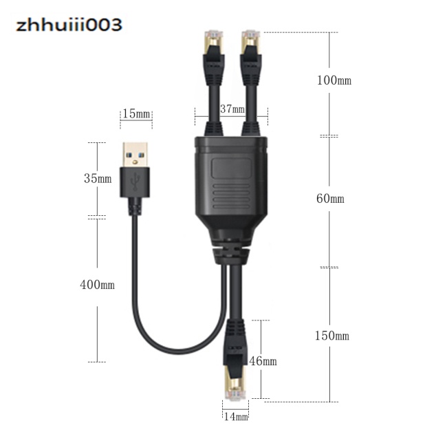 Dây Cáp Sạc 1.35m Chia 1 Đầu Dương Sang 2 Đầu Âm Zhiyuu RJ45