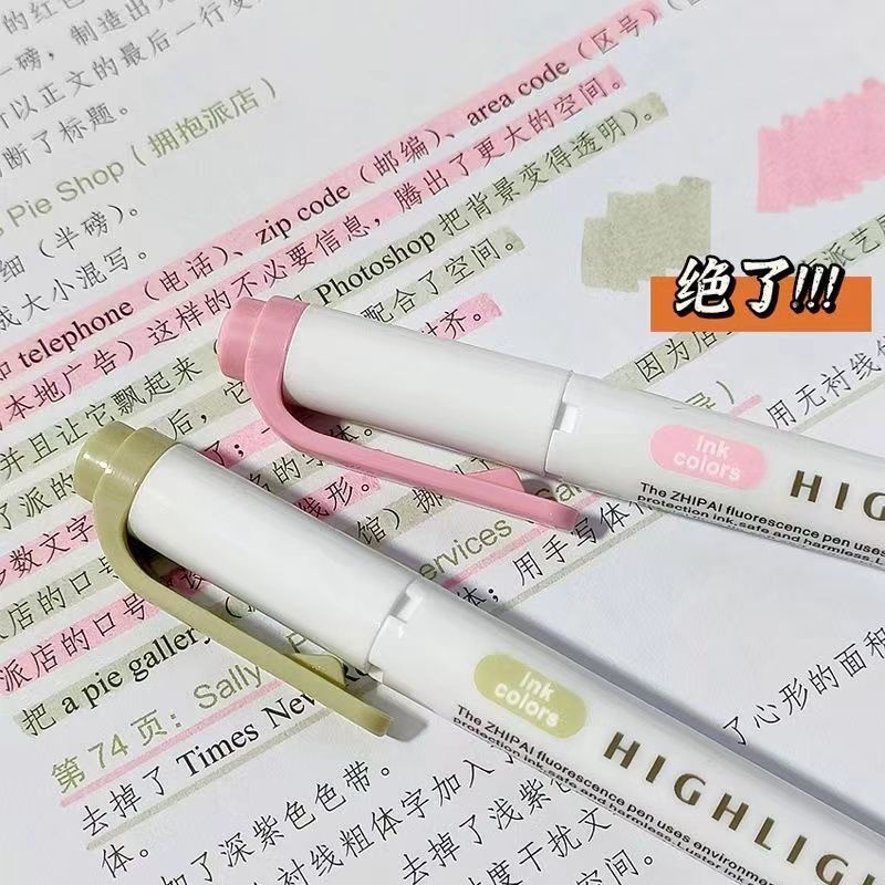 Bút Đánh Dấu Bắt Sáng Hai Đầu Màu Sắc Tự Nhiên