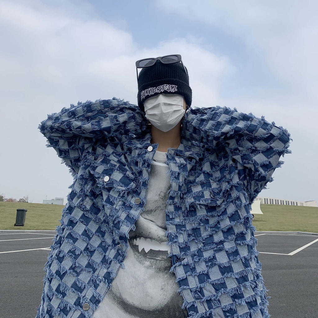 Áo Khoác Denim Cao Cấp Cảm Giác Chạm Cảm Giác Thời Trang Retro Mỹ Mùa Xuân Cho Nam