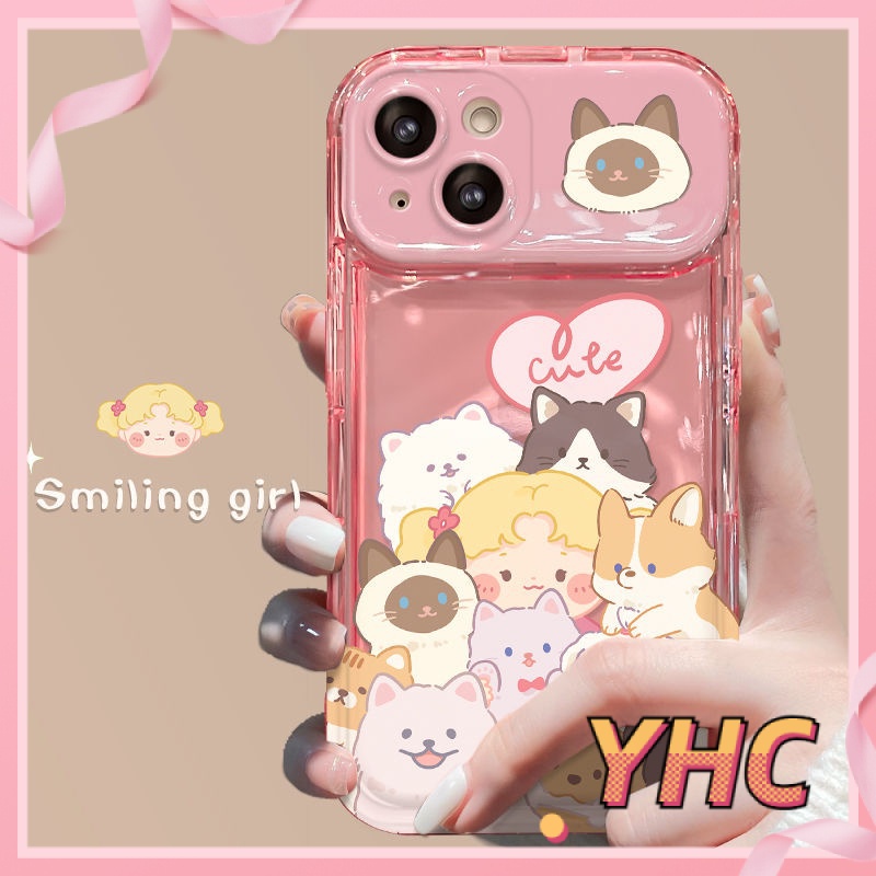 Ốp Lưng iPhone Camera Cô gái với thú cưng của mình, gương lật, chống chấn động, bảo vệ máy ảnh, Cho Iphone 6 / 6S / 6splus / se / 7 / 7plus / 8 / 8plus / X / xs / xsmax / 11 / 12 / 13 / 14 / Plus / pro / pro max-8015