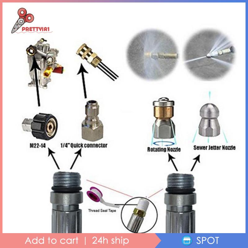 [Prettyia1] Bộ Dụng Cụ Làm Sạch Ống Nước Áp Suất Cao 10m