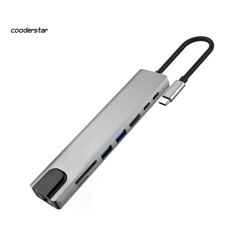 Bộ Sạc Chuyển Đổi 8 Trong 1 Đa Năng Type-C Sang 4K HDMI RJ45 USB 3.0 TF PD