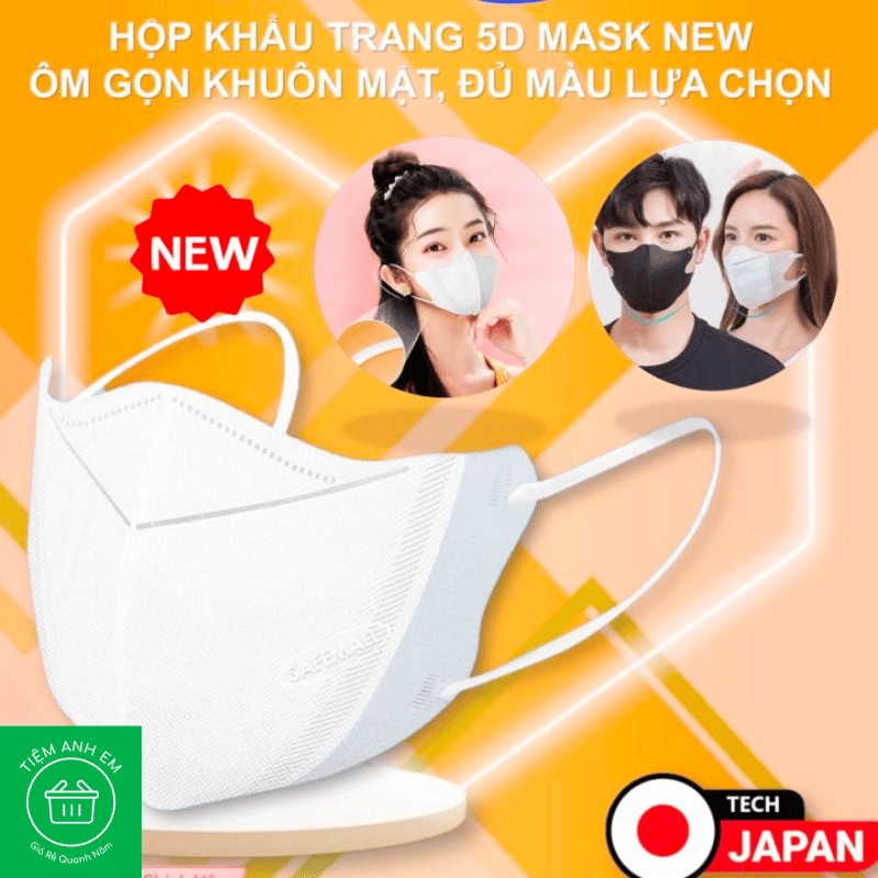 Khẩu Trang 5D Mask 3 Lớp Kháng Khuẩn Công Nghệ Nhật Bản Ngăn Ngừa Virus Bụi Mịn PM2.5 Gói 10 chiếc