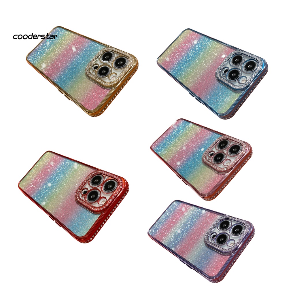 Ốp Điện Thoại Đính Đá Ba Màu Cầu Vồng Bảo Vệ Toàn Diện Cho iPhone14 Pro / 14 Pro Max