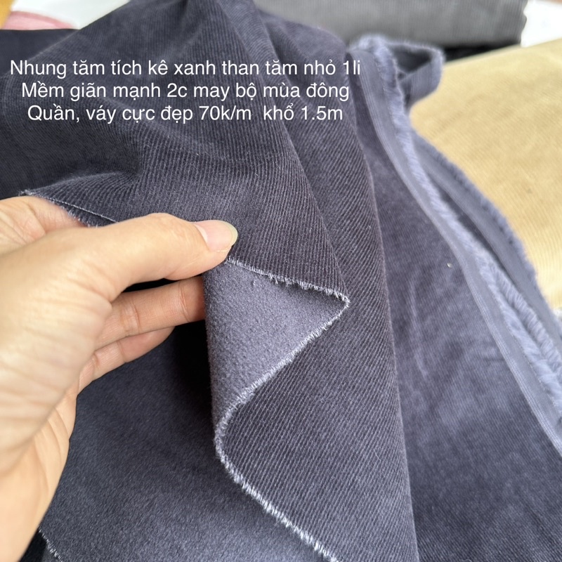Vải nhung tăm Tích Kê Hàn Quốc 100% tích kê hàng chất lượng, không xù lông