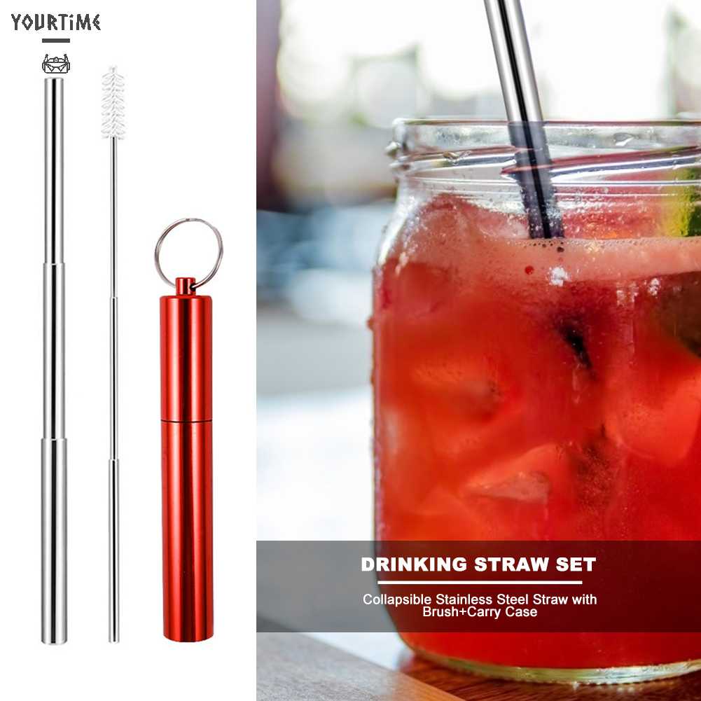 Bộ 3 Ống Hút Thép Không Gỉ Có Thể Tái Sử Dụng Kèm Cọ Vệ Sinh