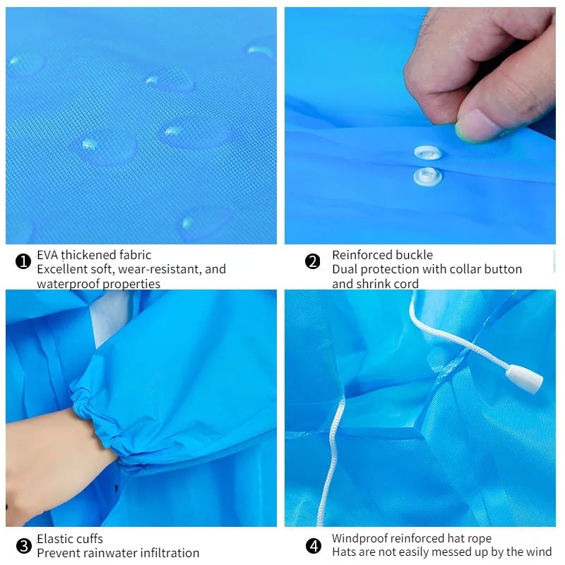 Áo Mưa Dày Dặn Bằng EVA Trong Suốt Siêu Bền Cho Người Lớn / Trẻ Em