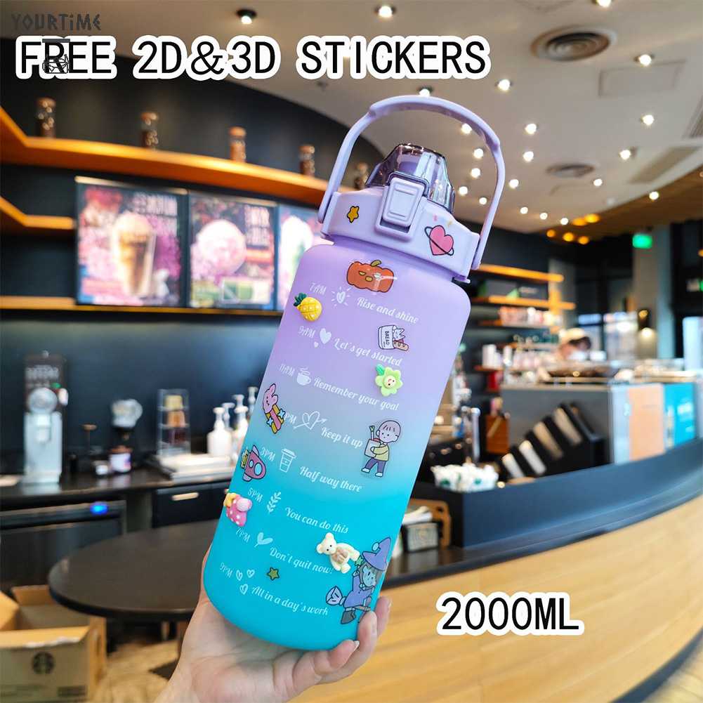 Bình Nước Thể Thao 2000ml Có Ống Hút Tiện Lợi