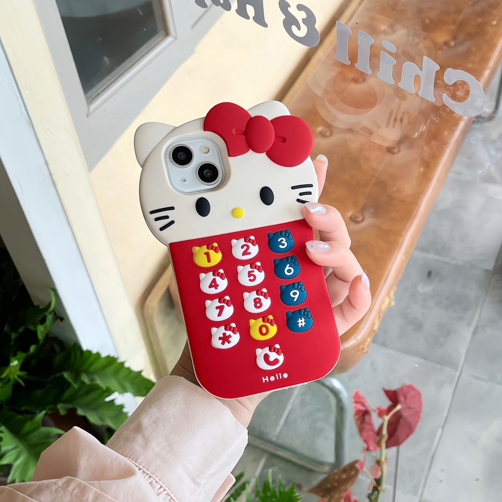 Ốp Điện Thoại TPU Dẻo Họa Tiết Hoạt Hình Hello Kitty 3D Dễ Thương Cho iPhone 12 11 13 14 Pro Max