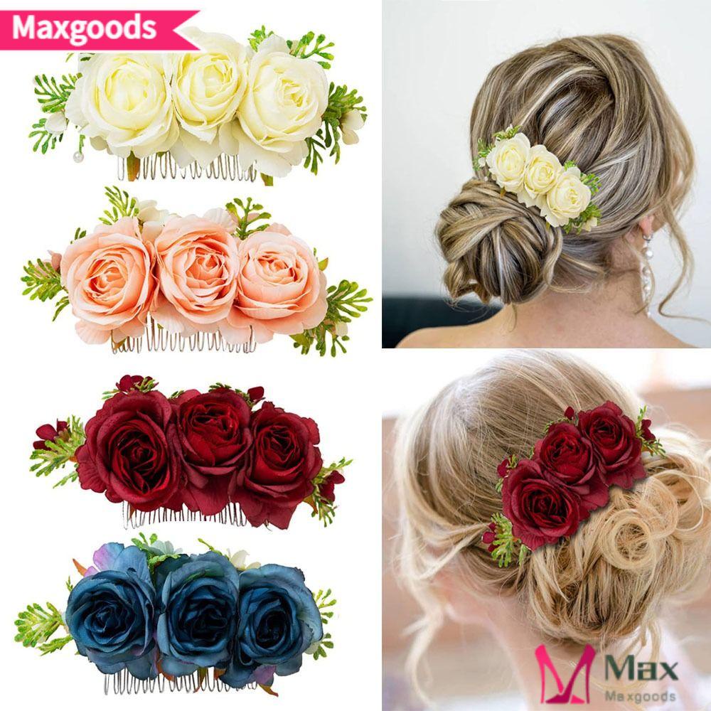 Lược Cài Tóc Hình Hoa MAXG Cho Cô Dâu|Phụ Kiện Trang Trí Tóc Xinh Xắn Chất Lượng