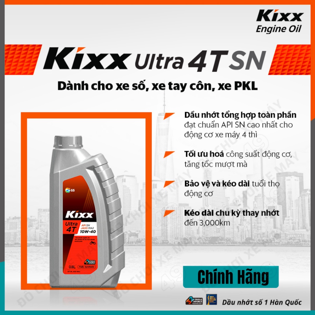 GIÁ HỦY DIỆT Dầu Nhớt Tổng Hợp Kixx Ultra 10W40 800ml 0,8L 1L Nhập Khẩu Hàn Quốc Cho Xe Số