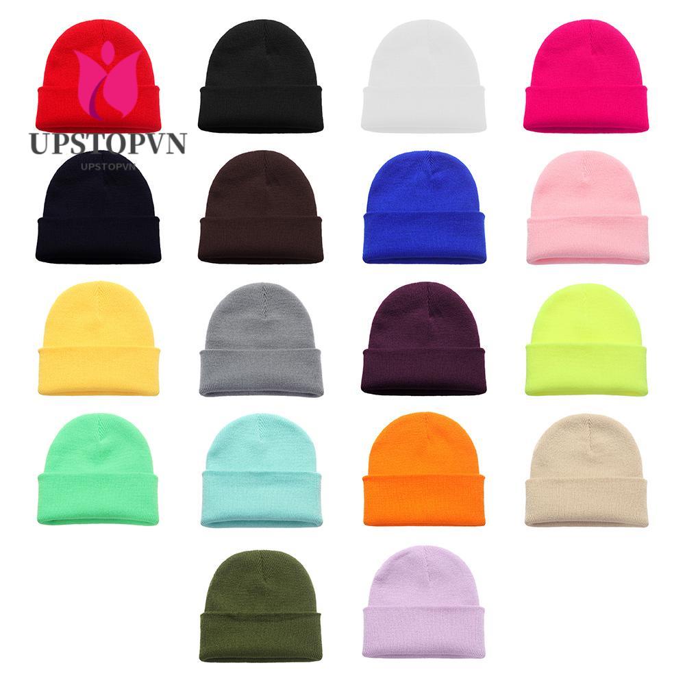 Mũ Len Trùm Đầu Màu Trơn Dễ Thương Cho Nữ