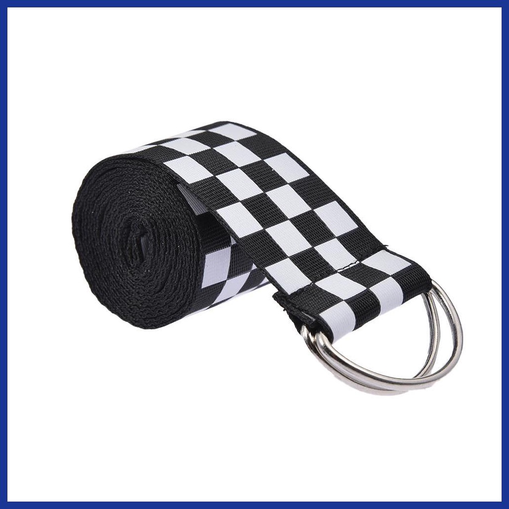 Thắt Lưng Vải Canvas Họa Tiết Kẻ Ô Vuông Trắng Đen 53.15inch Điều Chỉnh Được Thiết Kế Đơn Giản