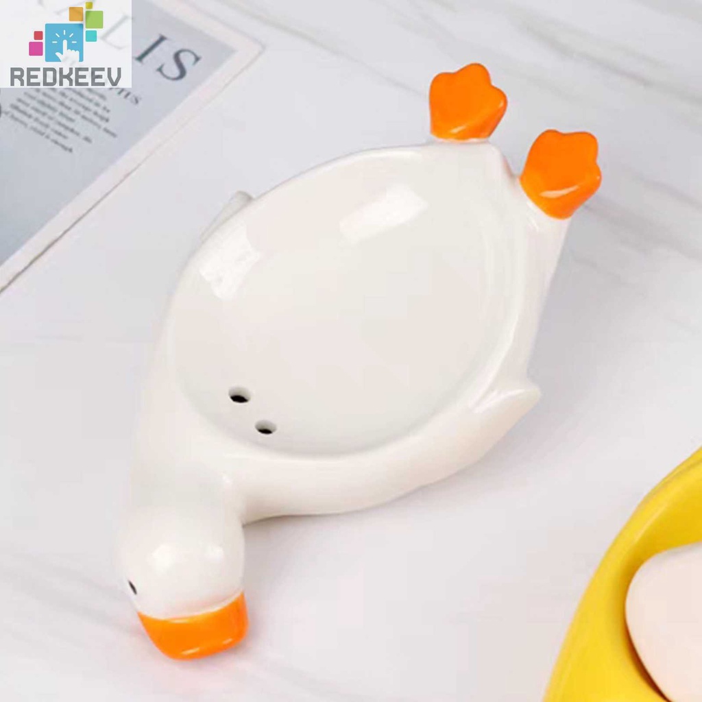 Khay Đựng Xà Phòng Bằng Sứ Hình Vịt Có Thể Ráo Nước Sắp Xếp Gọn Gàng Cho