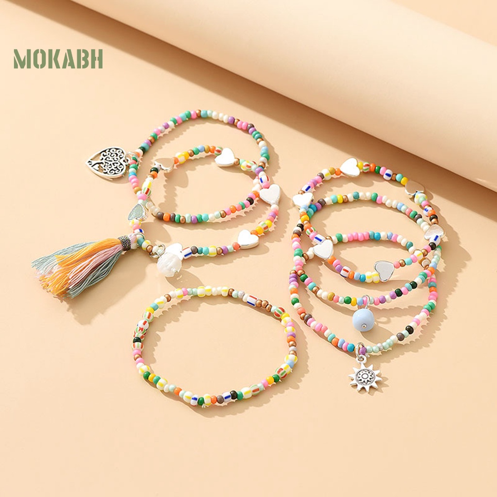 Vòng Đeo Tay Dạng Chuỗi Hạt Nhiều Lớp Phong Cách Bohemian Thời Trang Cho Nữ