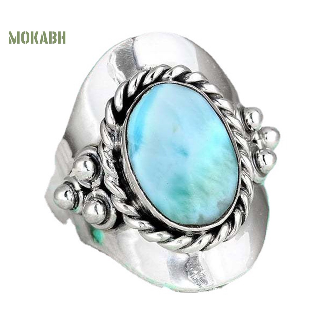 [Mok Abh] Nhẫn Mạ Điện Họa Tiết Hình Học Đính Đá Xanh Lá Phong Cách Boho Cổ Điển Thích Hợp Làm Quà Tặng Cho Nam Và Nữ