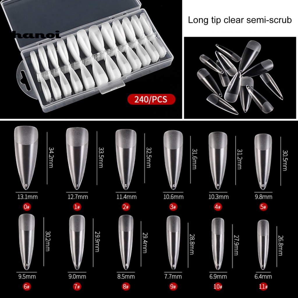 Hộp 240 Móng Tay Giả Trong Suốt Có Thể Tháo Rời Chắc Chắn