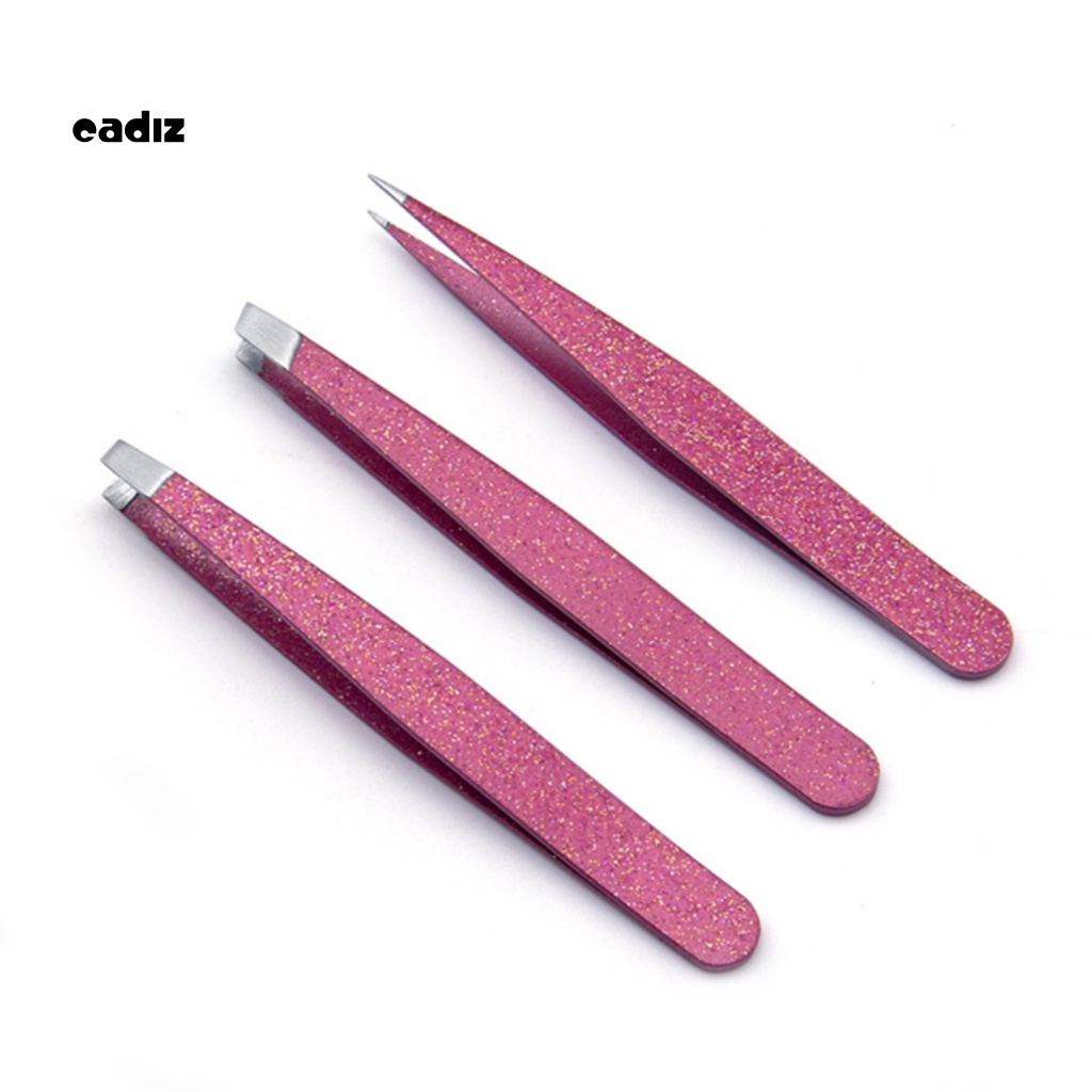 Bộ 3 Nhíp Tỉa Lông Mày / Lông Mi Giả Bằng Thép Không Gỉ Đa Năng Tiện Dụng