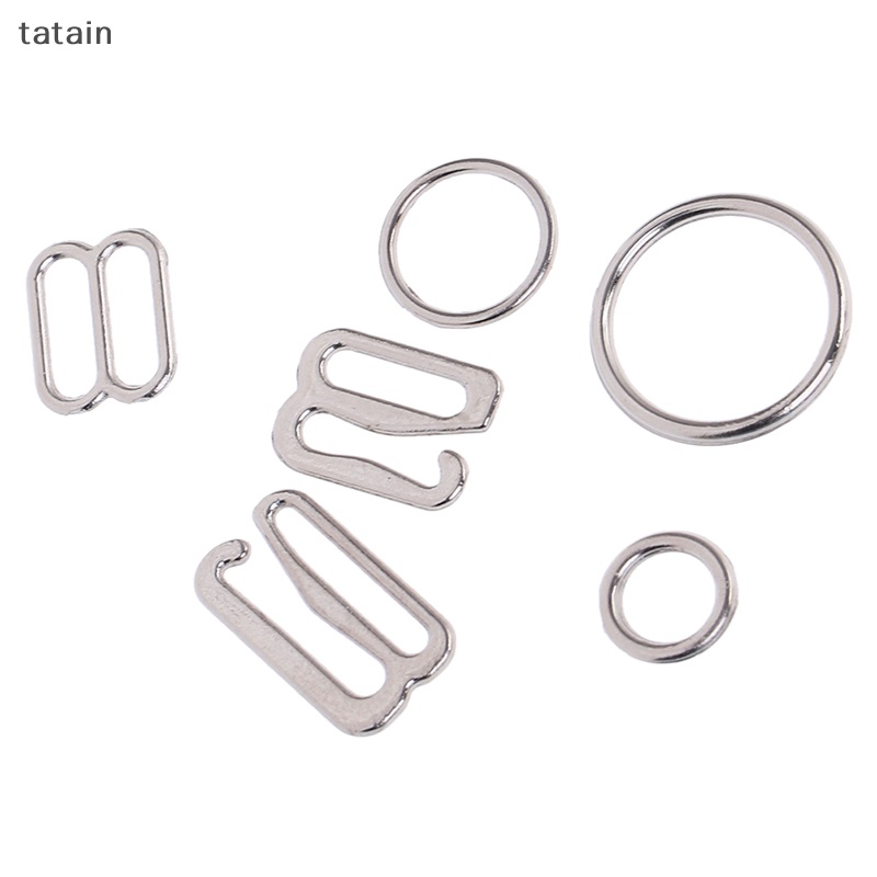 Tatain Set 100 Móc / Vòng Chữ o Bằng Kim Loại Bạc May Đồ Lót