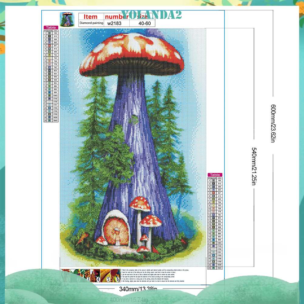 Tranh Đính Đá Kim Cương Toàn Bộ 5D DIY Hình Vẽ Nấm Trang Trí Nhà Cửa