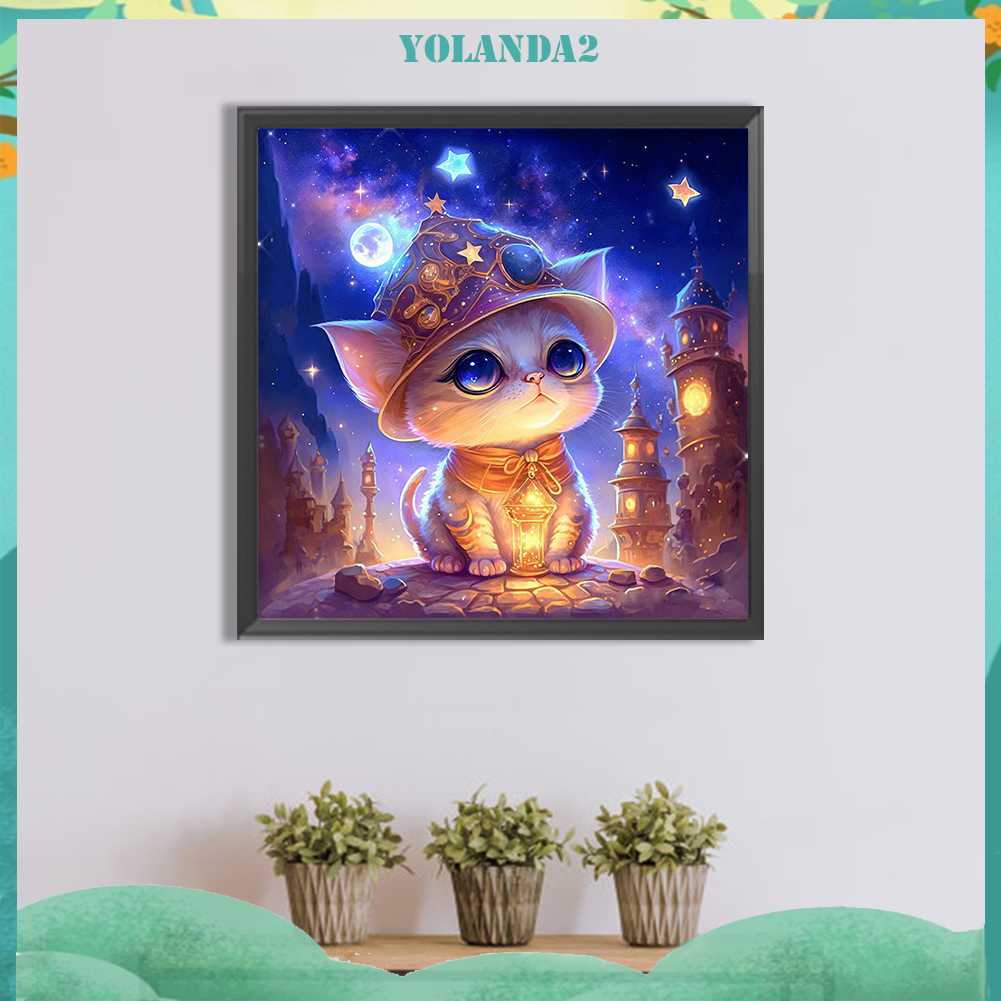 Tranh Đính Đá Kim Cương Toàn Bộ 5D DIY Hình Vẽ Mèo Trang Trí Nhà Cửa