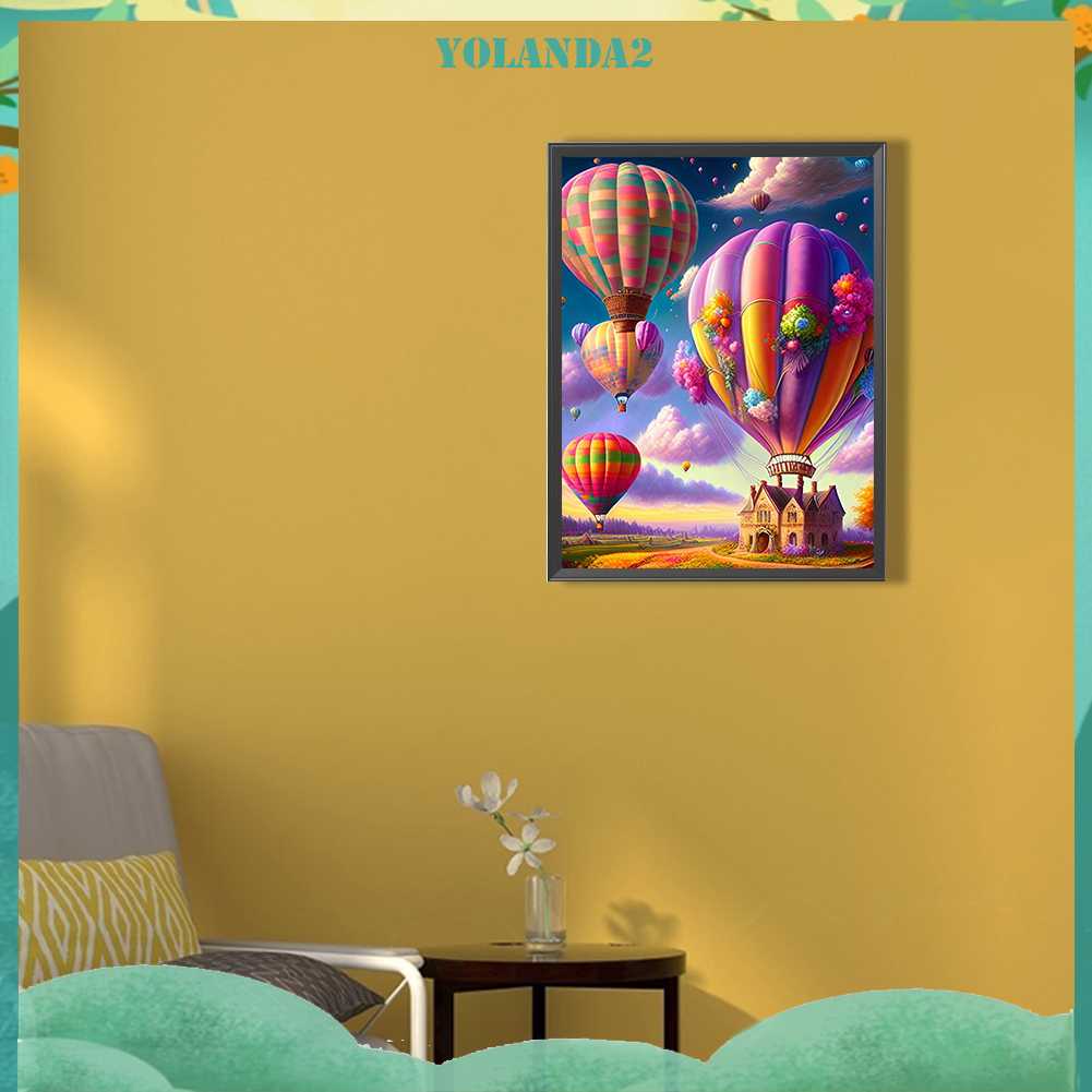 Tranh Đính Đá Kim Cương Toàn Bộ 5D DIY Hình Vẽ Bóng Bay Dùng Trang Trí Nhà