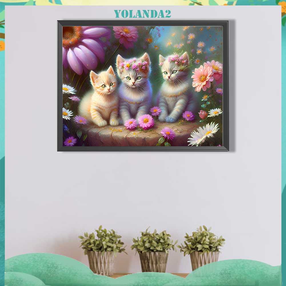 Tranh Đính Đá Kim Cương Toàn Bộ 5D DIY Hình Vẽ Mèo Trang Trí Nhà Cửa