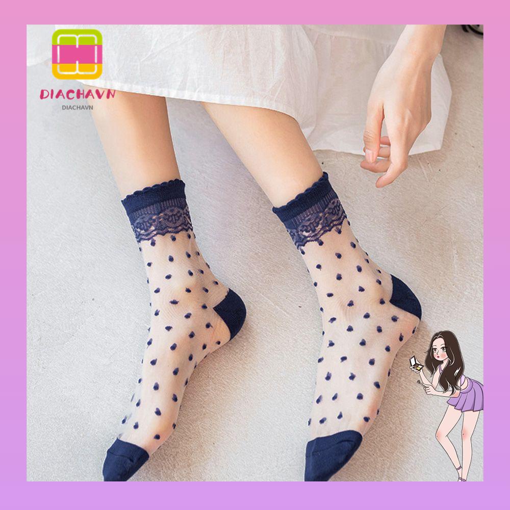 Zodiachavn Vớ Mắt Cá Chân Mùa Hè|Vớ Lụa Trong Suốt Chấm Bi